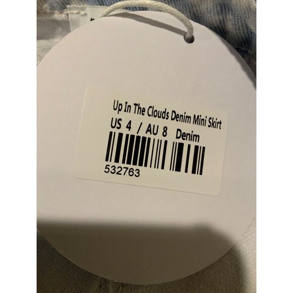 Polly Princess Blue & White Up In The Clouds Denim Mini Skirt, Size 4, NWT! - Picture 8 of 8